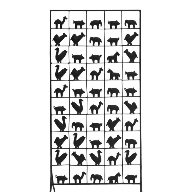 1950s Wrought Iron Animal Screen by Jean Touret With Atelier De Marolles For Sale
