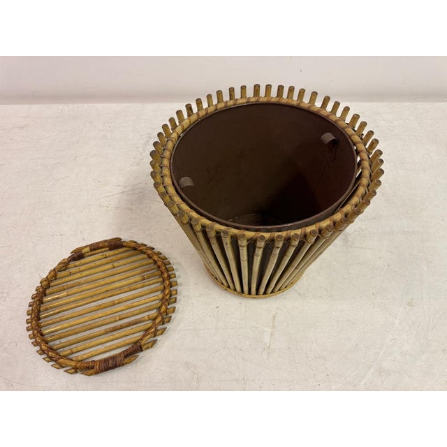 Italian Bamboo Waste Paper Bin, 1970s For Sale - Image 9 of 13