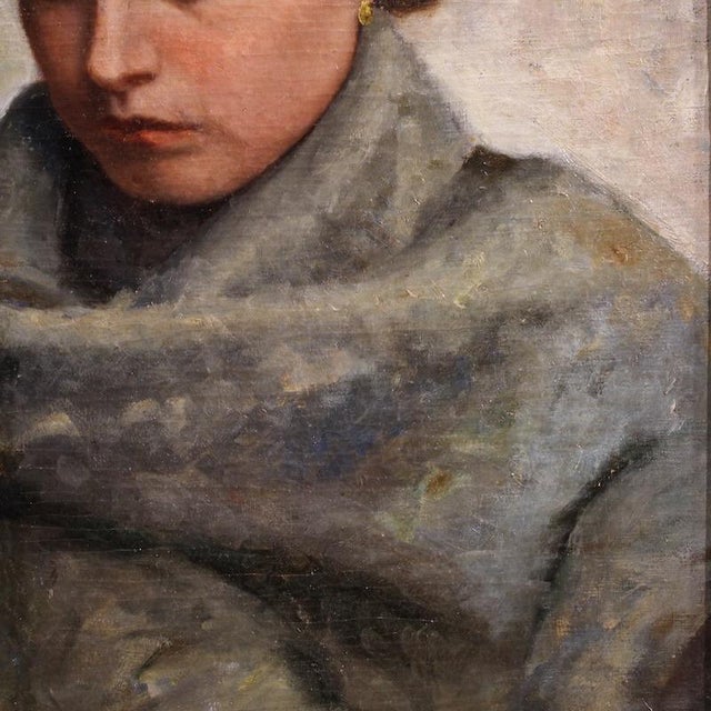 Italian Artist, Portrait of a Woman in Impressionist Style, 1920, Oil on Canvas, Framed For Sale - Image 12 of 15