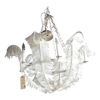 Modernist Beaded Leaf Form Neoclassical Chandelier Late 20th Century For Sale