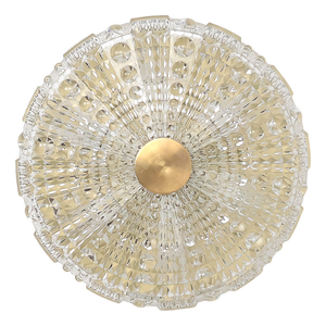 Crystal and Brass Ceiling Lamp by Orrefors for Lyfa, 1970s