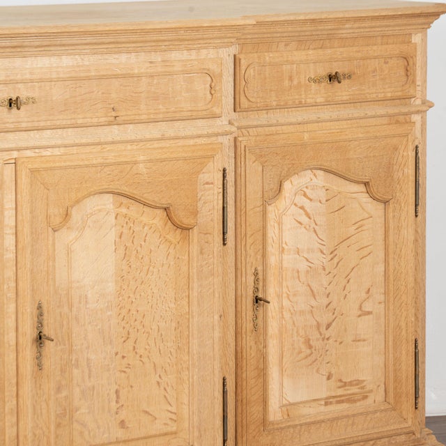 20th Century Long Bleached Oak Sideboard Buffet From Belgium For Sale - Image 12 of 17