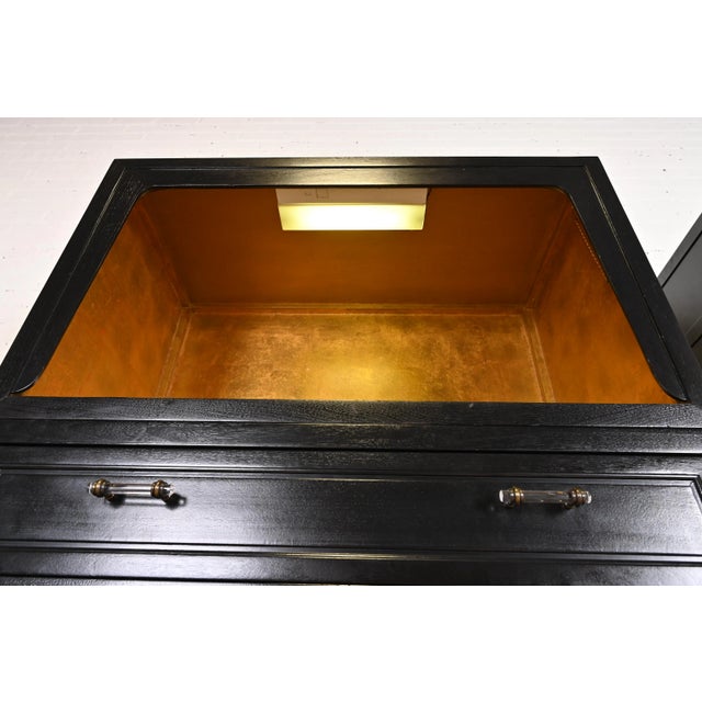 Black Michael Taylor for Baker Far East Collection Black Lacquer and Gold Leaf Bar Cabinet, 1960s For Sale - Image 8 of 13