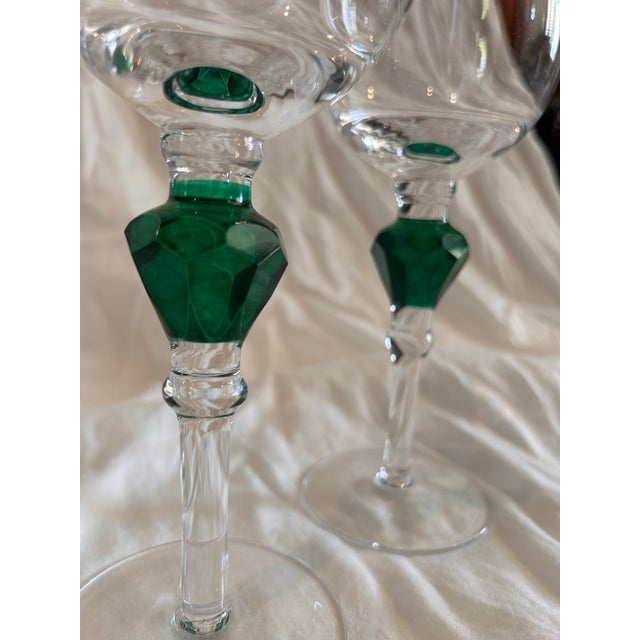 Art Deco Vintage Gorham Crystal Gemstone Wine Glasses - a Pair For Sale - Image 3 of 3