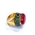Baroque Bochic “Capri” Sapphire, Green Emerlad & Red Ruby Ring Set In 18K Gold & Silver For Sale - Image 3 of 12