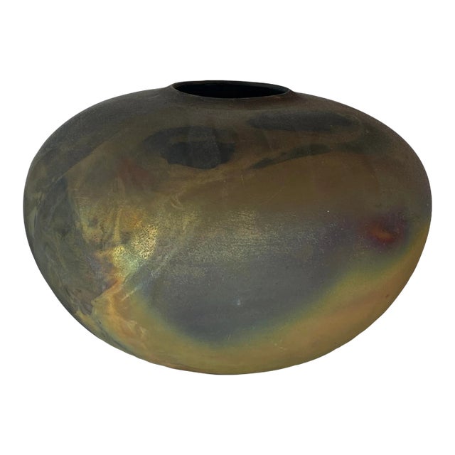 1990s Tony Evans Large Raku Ceramic Vase With Certificate of Authenticity For Sale