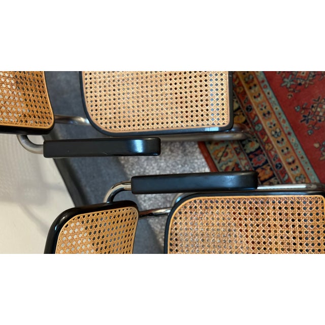 Model S64 Dining Chair with Woven Cane and Black Wood Frame by Marcel Breuer for Thonet, 1999, Set of 4 For Sale - Image 10 of 18