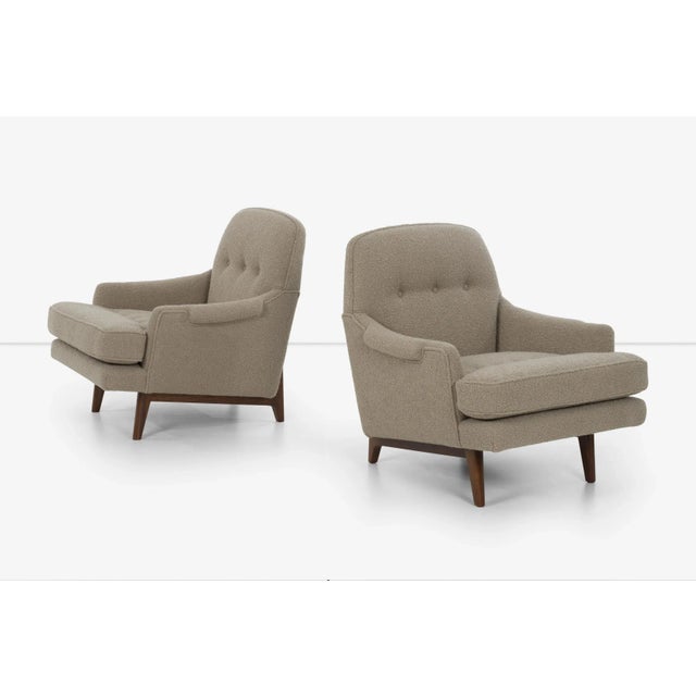 Contemporary 1960s Edward Wormley for Dunbar Attributed Lounges Chairs in Knoll Boucle - a Pair For Sale - Image 3 of 12