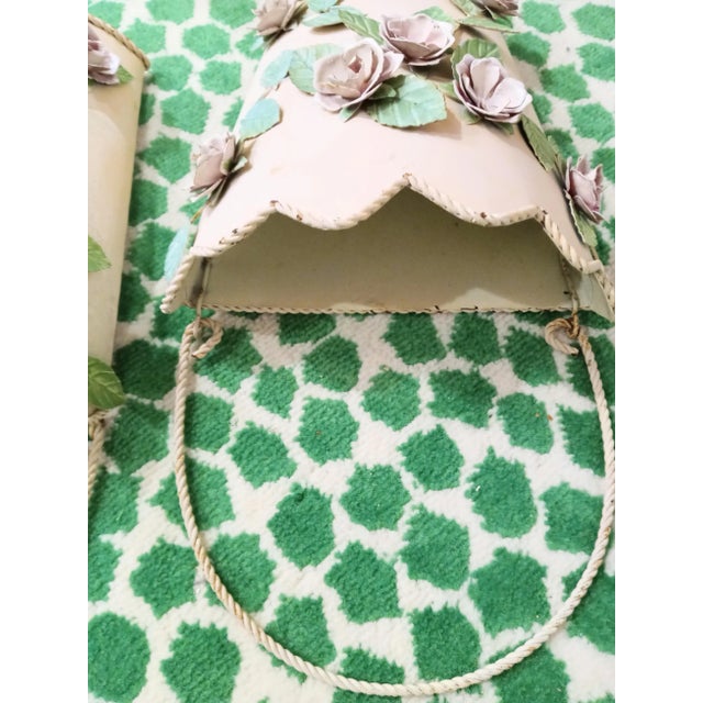 A sweet pair of vintage tole metal wall pockets. These are the sweetest pieces and can be used as is or with artificial...