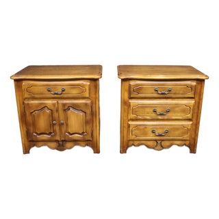 Ethan Allen His and Hers Birchwood Nightstands, Pair For Sale