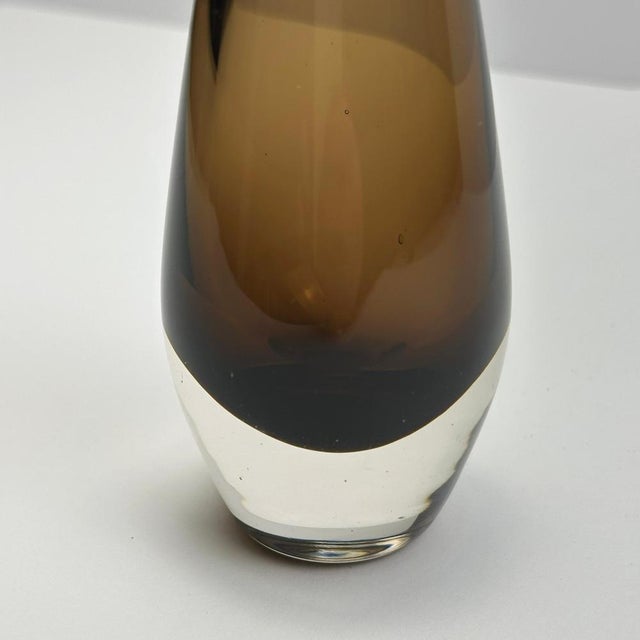 Gold Vintage Smoked Brown Sommerso Glass Bud Vase from Strombergshyttan, 1960s For Sale - Image 8 of 10