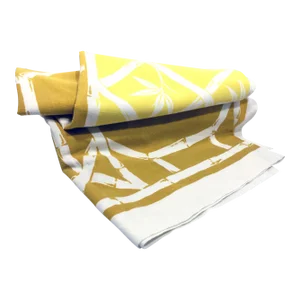 1960s Italian Canary + Mustard Yellow Bamboo Pattern Tablecloth