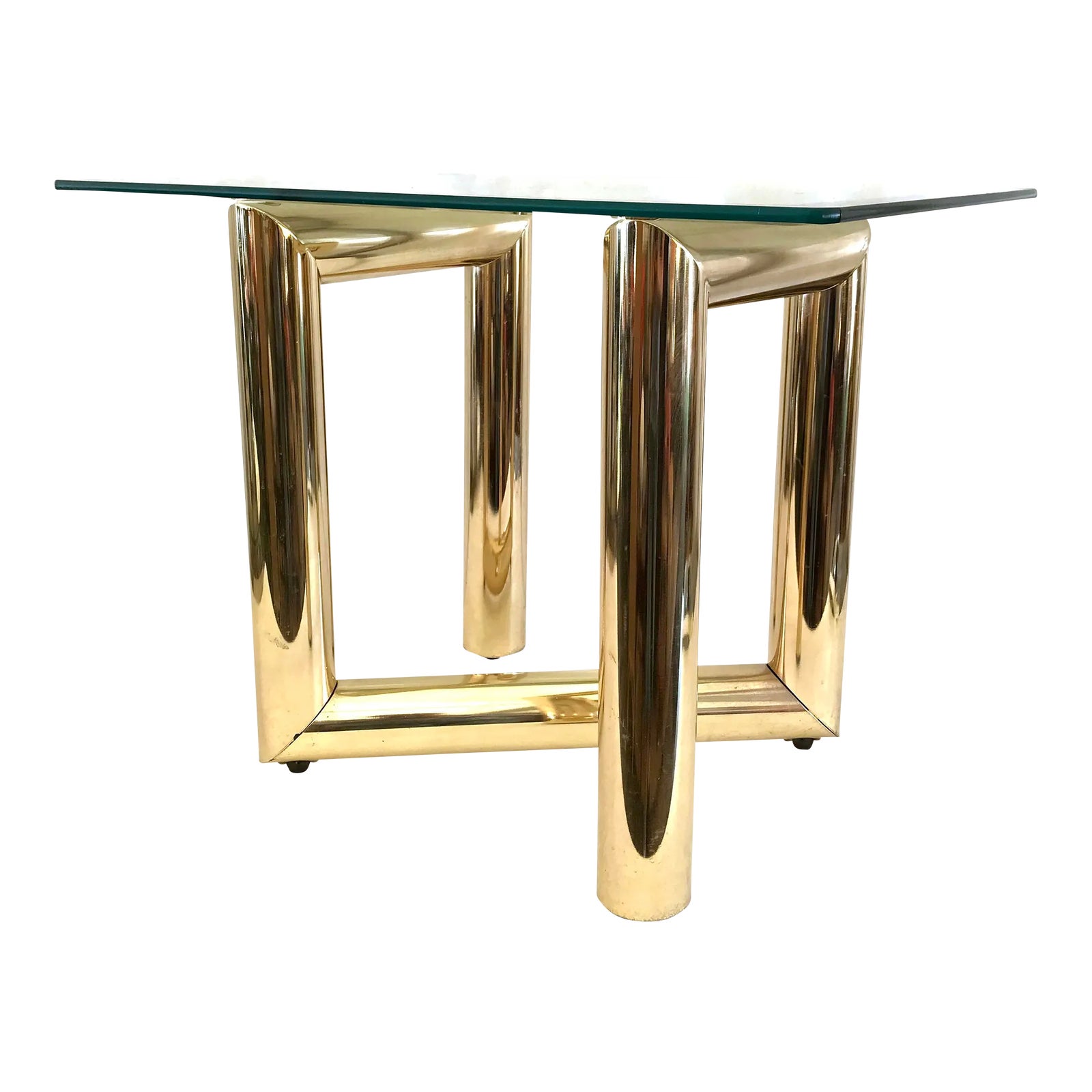 Vintage Karl Springer 1980's Gold Aluminum Geometric Side / Occasional Table