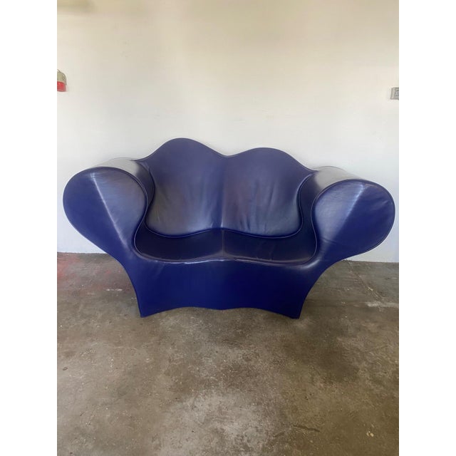 Soft Easy Sofa in in Purple Leather by Ron Arad for Moroso, 1990s For Sale - Image 3 of 4