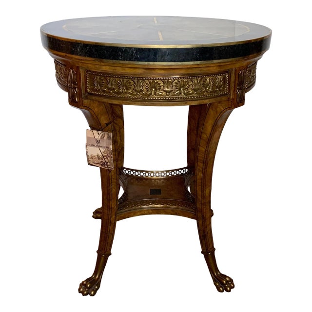 Maitland-Smith Traditional Black Stone and Brass Inlay Regal Occasional ...