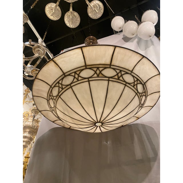 American 1920s Leaded Glass Light Fixture For Sale - Image 3 of 9