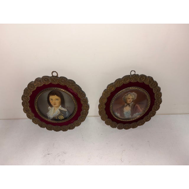 Unknown Artist, Miniature Portraits, 1950, Set of 2 For Sale - Image 4 of 12