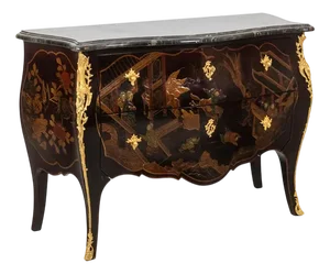 Lacquer Saute Chest of Drawers with Marble Top, 1950s