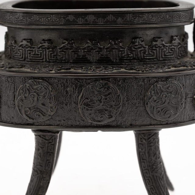 Antique Japanese Edo Style Bronze Vessel, 19th Century For Sale - Image 18 of 18
