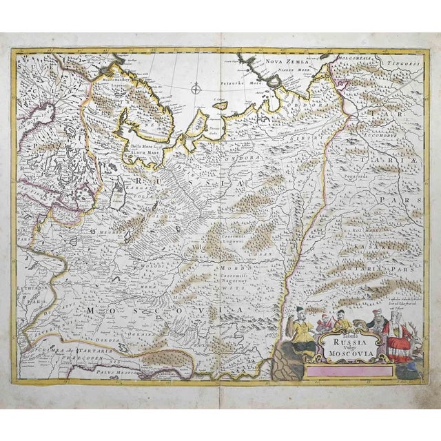 Tabula Russia Vulgo Moscovia Map Etching by Frederick de Wit, 1680s For Sale