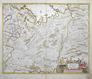 Tabula Russia Vulgo Moscovia Map Etching by Frederick de Wit, 1680s