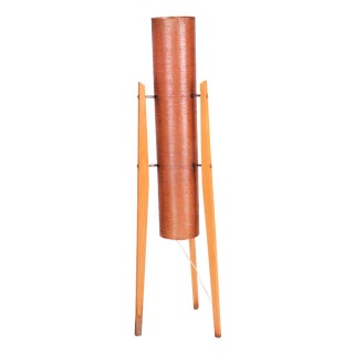 Mid-Century Red Floor Lamp in Beech by Novoplast Sereď, Czech, 1960s For Sale