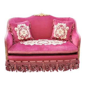 1960s Elegant Burgundy Loveseat Embroidery Sofa