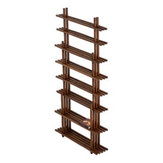 Sculptural Wengé Slat Bookcase For Sale