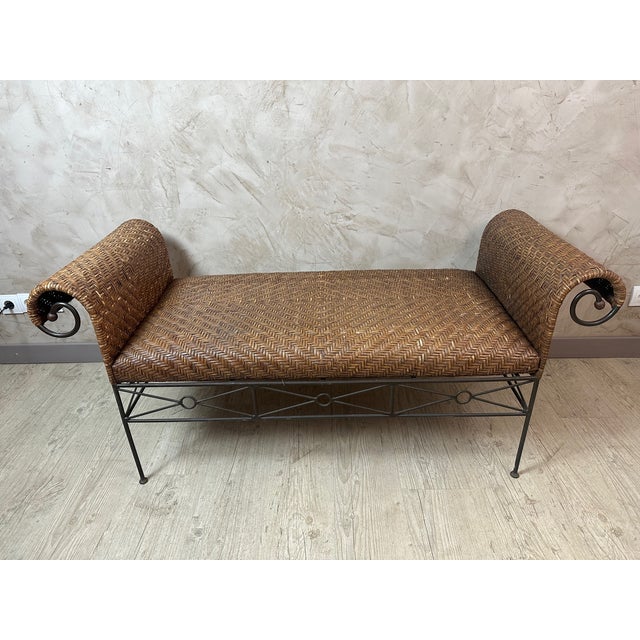 Black Vintage Rattan Bench, 2000s For Sale - Image 8 of 10