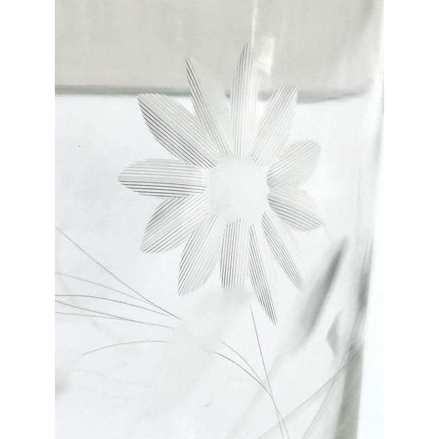 Transparent Vintage Floral Etched Juice Glass Tumblers - Set of 7 For Sale - Image 8 of 12