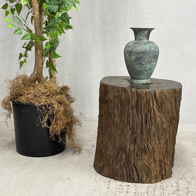 Rustic Mid 20th Century Rustic Textured Free-Form Reclaimed Tree Trunk Side Pedestal For Sale - Image 3 of 9