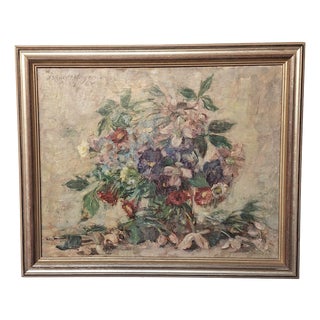 Oskar H. Hagemann, Floral Motif, 1964, Oil on Canvas For Sale