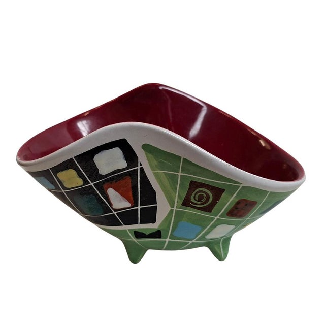 Ceramic Mid-Century Modern Geometric Bowl, Deruta, Italy, 1950s For Sale - Image 7 of 9