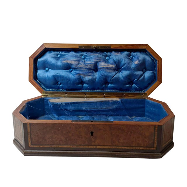 19th Century French Napoleon III Jewelry Box With Original Key For Sale - Image 4 of 8