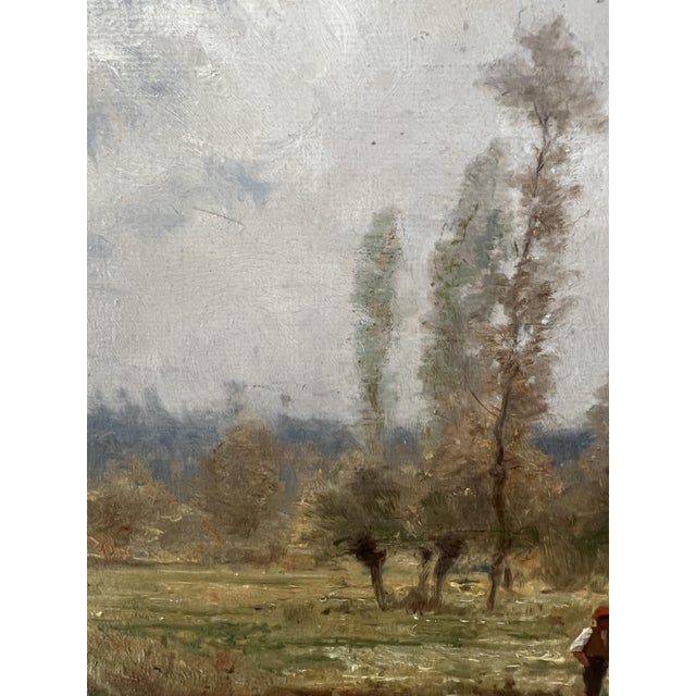 Gustave Eugène Castan, Personnages au bord de l'étang, Oil on Wood, Framed For Sale - Image 10 of 18