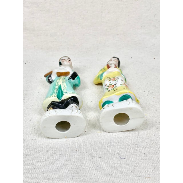 Mid 20th Century Vintage Chinese Male and Female Figurines-A Pair For Sale - Image 5 of 12