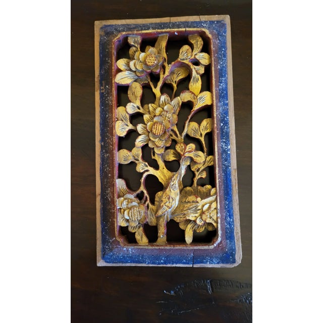 Asian Antique Wood Carving Plaque For Sale - Image 3 of 12