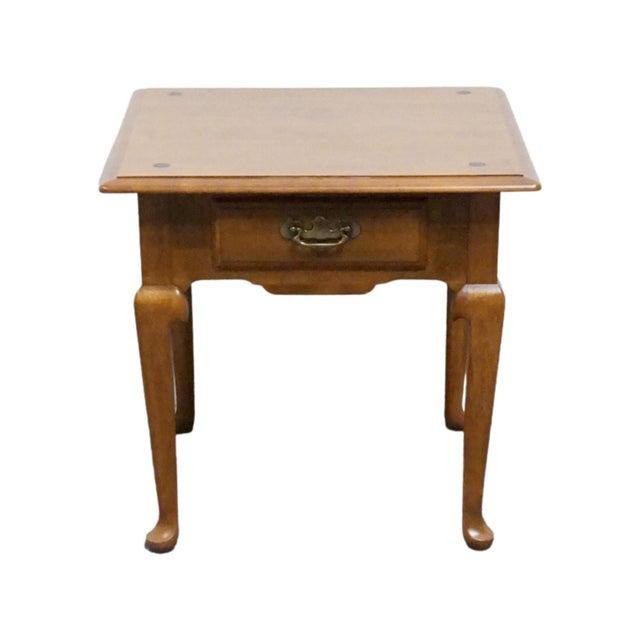 American Ethan Allen Heirloom Maple Nutmeg Colonial Early American 24" Square Accent End Table 10-8035 For Sale - Image 3 of 11