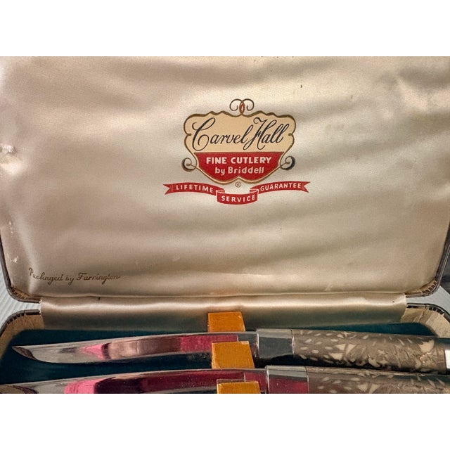1960s Art Nouveau Steak Knives Set w/ Case - Ser of 6 For Sale - Image 4 of 11
