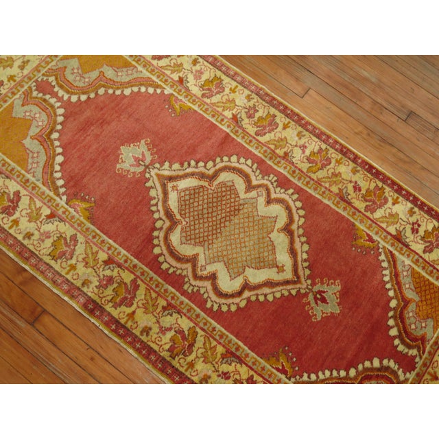 Mid 20th Century Mid 20th Century Vintage Turkish Oushak Runner - 3'3" x 6'6" For Sale - Image 5 of 7
