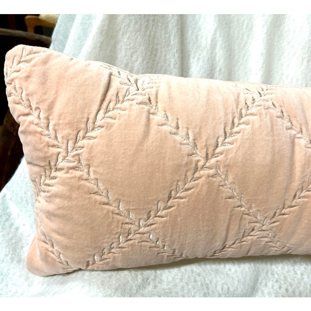 Shabby Chic Bella Notte Long Cotton Velvet Lumber Pillow in Pearl For Sale - Image 3 of 12