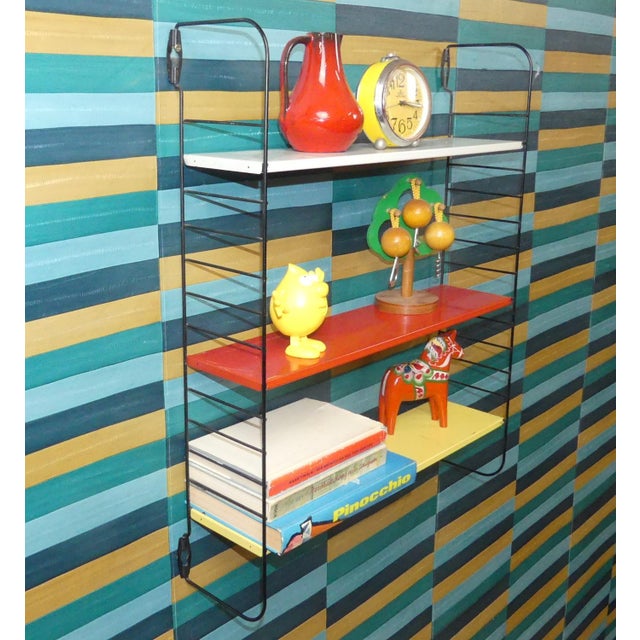 Mid-Century Modern String Shelves in Red, White, Yellow and Black Ladders by A. D. Dekker for Tomado, 1960s For Sale - Image 3 of 15