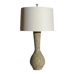 1990s Vintage Ceramic Table Lamp With Drum Shade