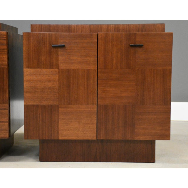 Brown 1970s Refinished Walnut Brutalist Nightstands - A Pair For Sale - Image 8 of 10