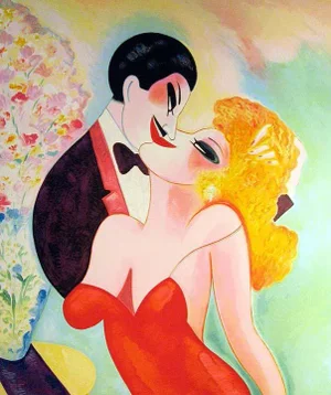 1980s "Slow Kiss" Hand Signed Limited Edition Serigraph by Earl Linderman