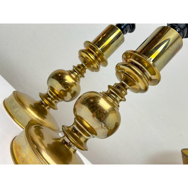 1950s Vintage Brass Spheric Table Lamps, France, 1960s, Set of 2 For Sale - Image 5 of 14