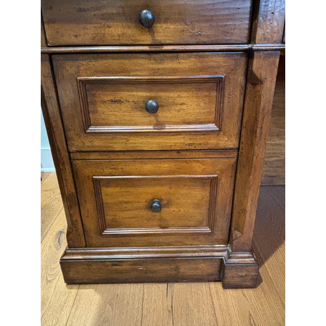 Sligh-Lowry Furniture Co. 1990s Sligh Traditional Wood Writing Desk With Glass-Front Display Hutch For Sale - Image 4 of 5