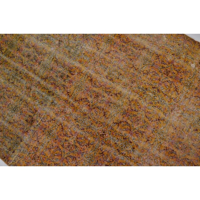Orange Mid 20th Century Faded Anatolian Rug With Muted Floral Pattern For Sale - Image 8 of 9