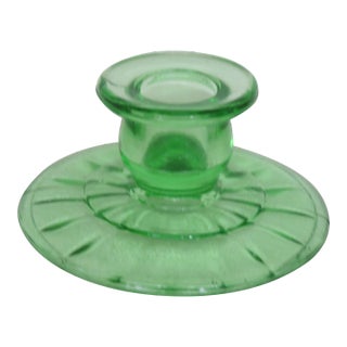 Green Depression Glass Single Candle Stick Holder For Sale