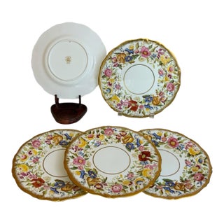 1950s Hammersley Queen Anne Coupe Luncheon Plates- Set of 5 For Sale